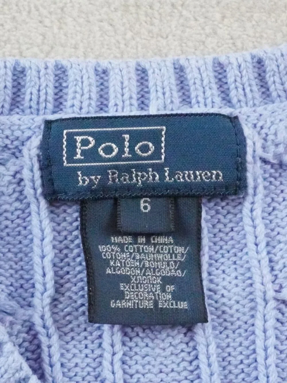 Polo Ralph Lauren Cable Knit Sweater Vest Boys 6 Youth Blue
